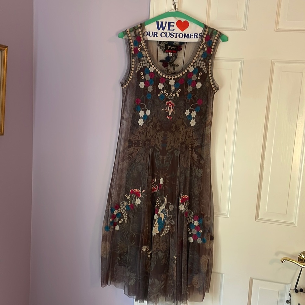Johnny Was mesh dress and slip
